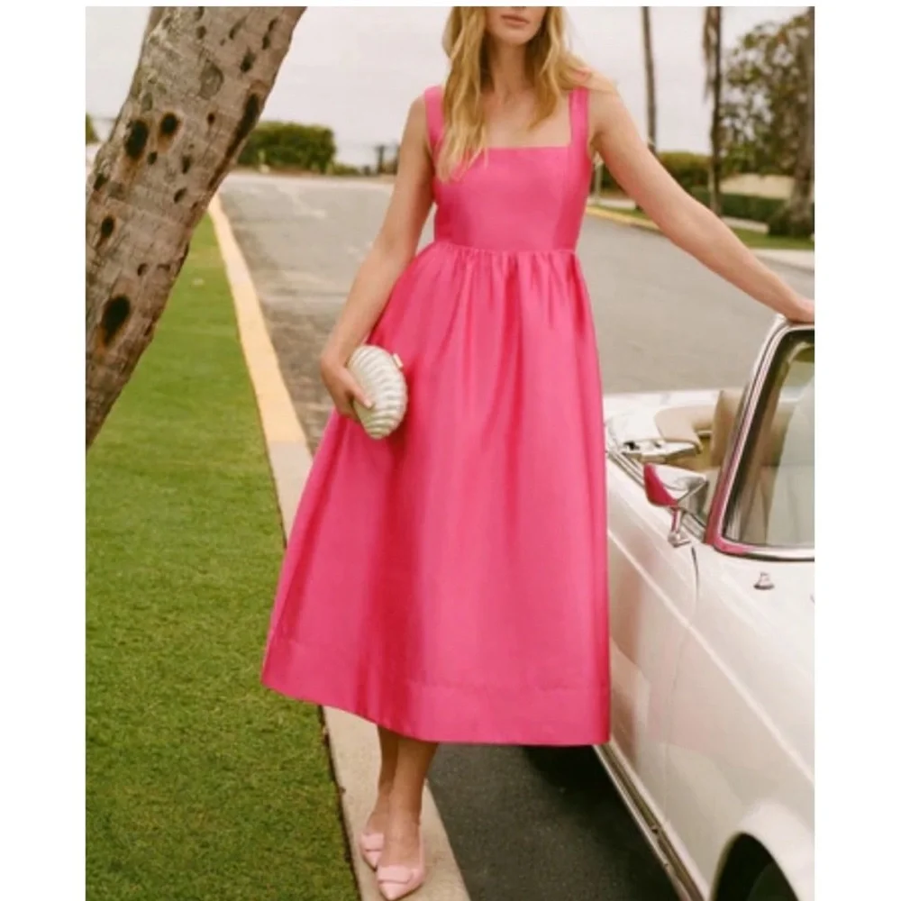 TUCKERNUCK Hot Pink Dupioni Esme Dress SMALL